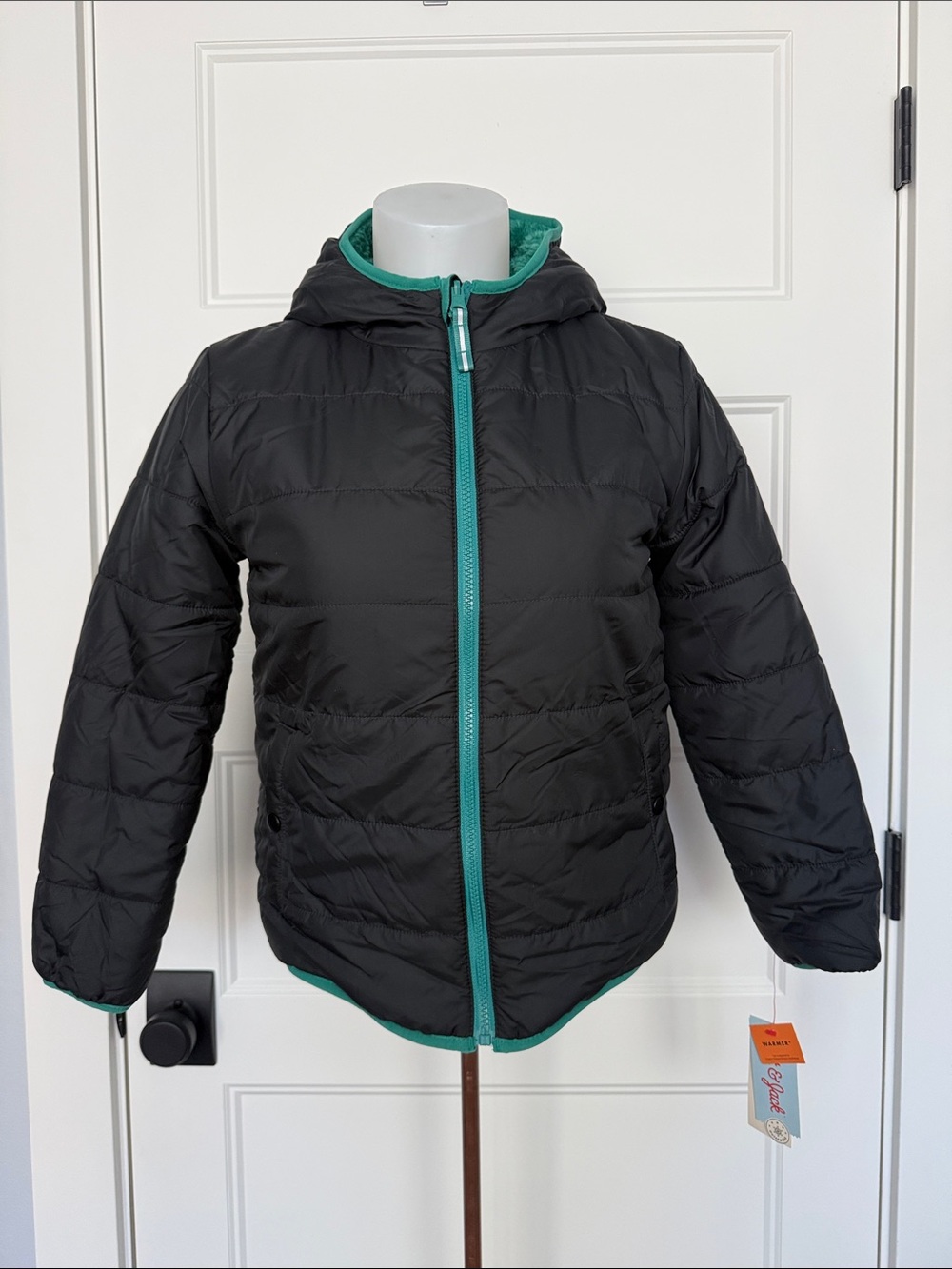 NWT Cat & Jack Fleece Lined Reversible Jacket with Hood in Sz Medium